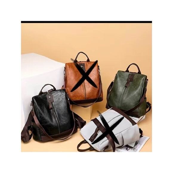 Vegan Leather Backpack One Shoulder Messenger Anti Theft Waterproof Travel main image 9